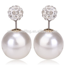 2016fashion jewelry full crystal ball double sided earrings pearl earring